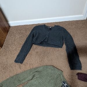 Maurices Dark Gray Cropped Cardigan